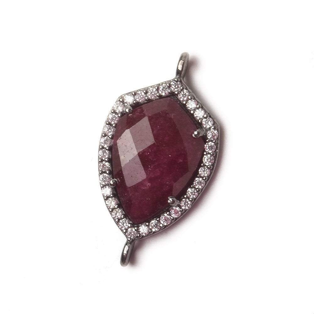 19.5x15mm Black Gold Bezel White CZ and Ruby Shield Connector 1 focal piece (ONLINE ORDER ONLY)