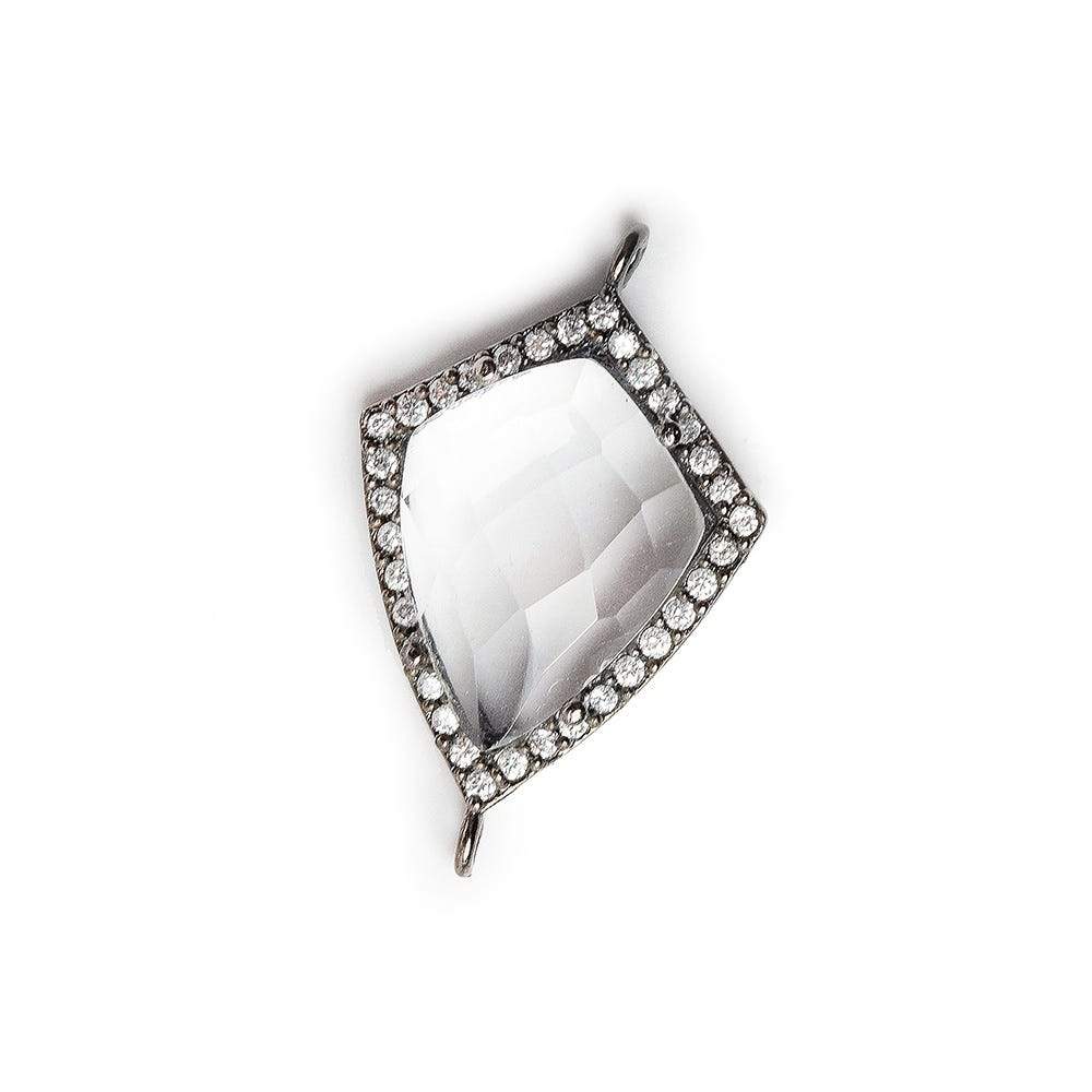 19.5x15mm Black Gold Bezel White CZ & Crystal Quartz Shield Connector 1 focal bead (ONLINE ORDER ONLY)