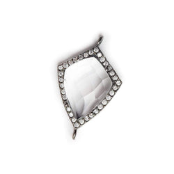 19.5x15mm Black Gold Bezel White CZ & Crystal Quartz Shield Connector 1 focal bead (ONLINE ORDER ONLY)
