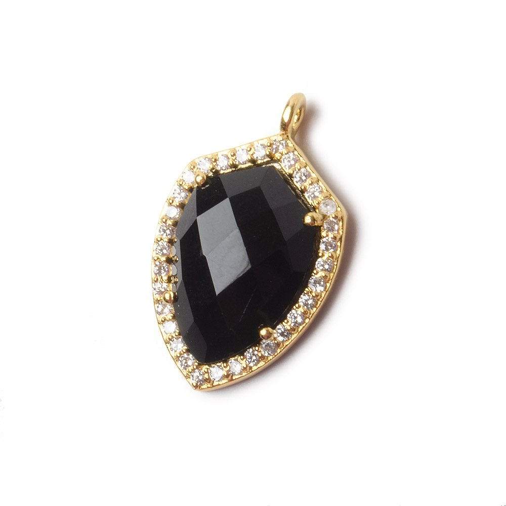 19.5x15mm Vermeil Bezel White CZ and Black Chalcedony Shield Pendant 1 piece (ONLINE ORDER ONLY)