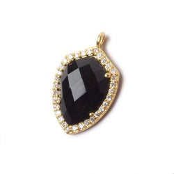 19.5x15mm Vermeil Bezel White CZ and Black Chalcedony Shield Pendant 1 piece (ONLINE ORDER ONLY)