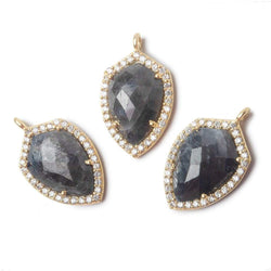 19.5x15mm Vermeil Bezel CZ and Blue Sapphire Shield Pendant 1 focal piece (ONLINE ORDER ONLY)