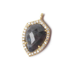 19.5x15mm Vermeil Bezel CZ and Blue Sapphire Shield Pendant 1 focal piece (ONLINE ORDER ONLY)