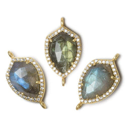 19.5x15mm Vermeil Bezel CZ and Labradorite Shield Connector 1 focal piece (ONLINE ORDER ONLY)