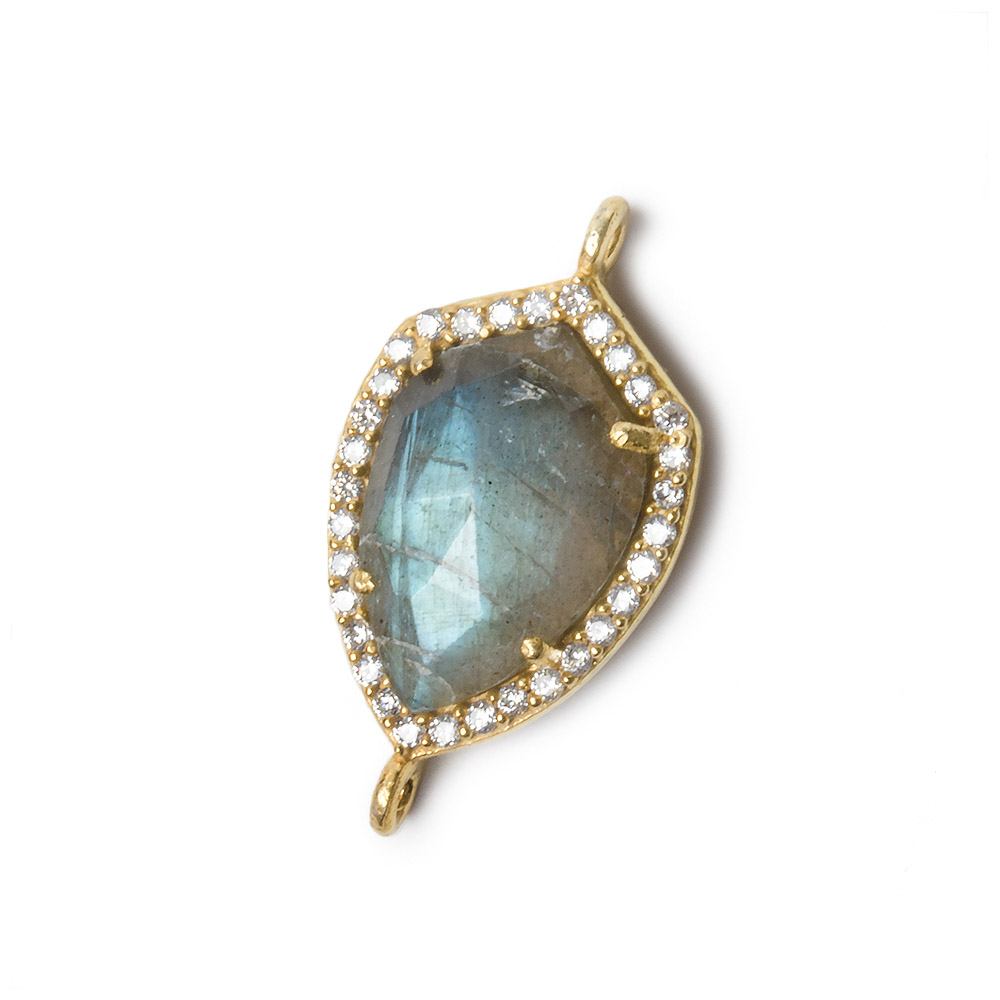 19.5x15mm Vermeil Bezel CZ and Labradorite Shield Connector 1 focal piece (ONLINE ORDER ONLY)