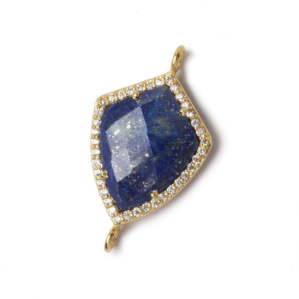 19.5x15mm Gold Bezel White CZ and Lapis Lazuli Shield Connector 1 focal piece (ONLINE ORDER ONLY)