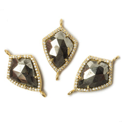 19.5x15mm Vermeil Bezel White CZ and Pyrite Shield Connector 1 focal piece (ONLINE ORDER ONLY)