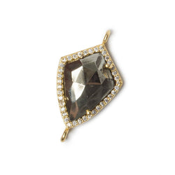19.5x15mm Vermeil Bezel White CZ and Pyrite Shield Connector 1 focal piece (ONLINE ORDER ONLY)