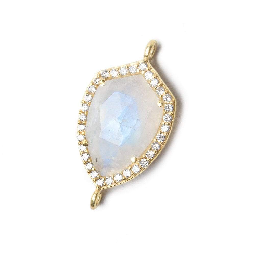 19.5x15mm Vermeil Bezel CZ and Rainbow Moonstone Shield Connector 1 piece (ONLINE ORDER ONLY)