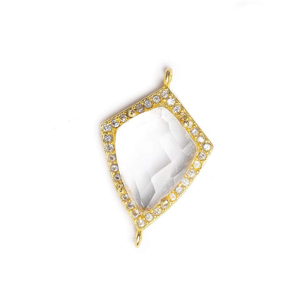 19.5x15mm Vermeil Bezel White CZ & Crystal Quartz Shield Connector 1 focal bead (ONLINE ORDER ONLY)