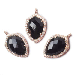 19.5x15mm Rose Gold Bezel White CZ and Black Chalcedony Shield Pendant 1 focal piece (ONLINE ORDER ONLY)