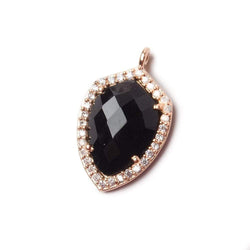 19.5x15mm Rose Gold Bezel White CZ and Black Chalcedony Shield Pendant 1 focal piece (ONLINE ORDER ONLY)