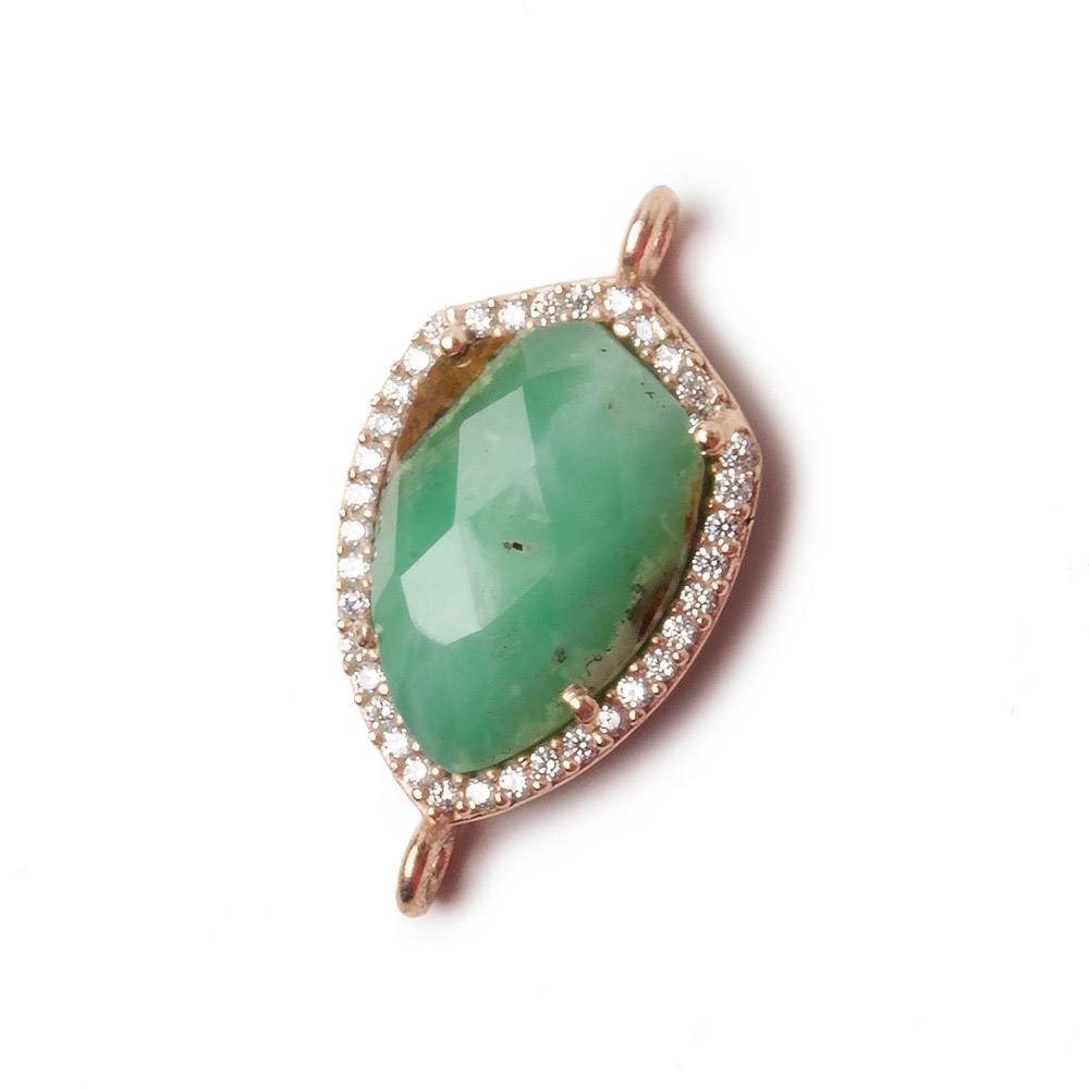 19.5x15mm Rose Gold Bezel White CZ and Chrysoprase & Matrix Shield Connector 1 focal piece (ONLINE ORDER ONLY)