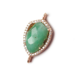 19.5x15mm Rose Gold Bezel White CZ and Chrysoprase & Matrix Shield Connector 1 focal piece (ONLINE ORDER ONLY)