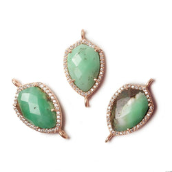 19.5x15mm Rose Gold Bezel White CZ and Chrysoprase & Matrix Shield Connector 1 focal piece (ONLINE ORDER ONLY)