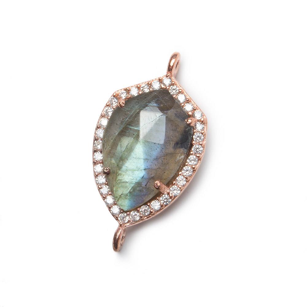 19.5x15mm Rose Gold Bezel White CZ and Labradorite Shield Connector 1 focal piece (ONLINE ORDER ONLY)