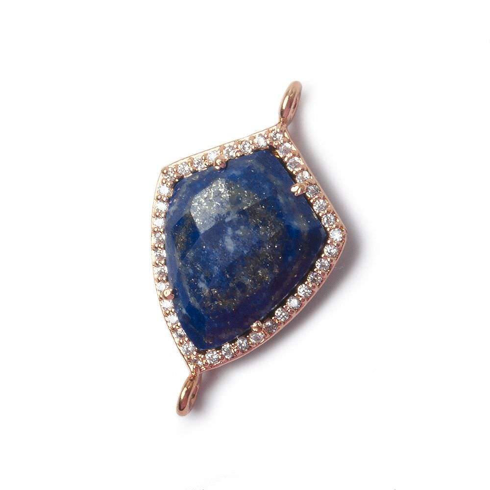 19.5x15mm Rose Gold Bezel White CZ and Lapis Lazuli Shield Connector 1 focal piece (ONLINE ORDER ONLY)