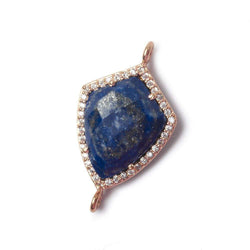 19.5x15mm Rose Gold Bezel White CZ and Lapis Lazuli Shield Connector 1 focal piece (ONLINE ORDER ONLY)
