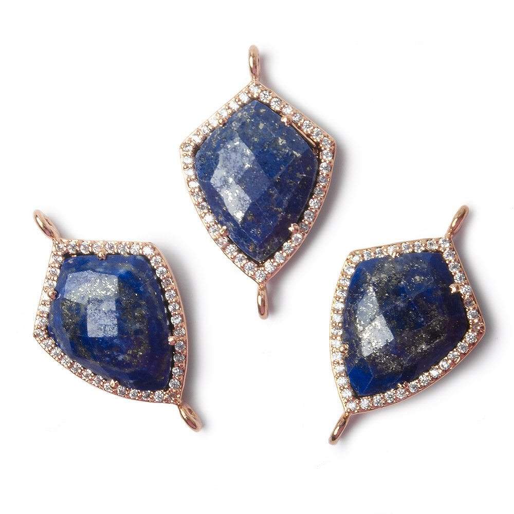 19.5x15mm Rose Gold Bezel White CZ and Lapis Lazuli Shield Connector 1 focal piece (ONLINE ORDER ONLY)