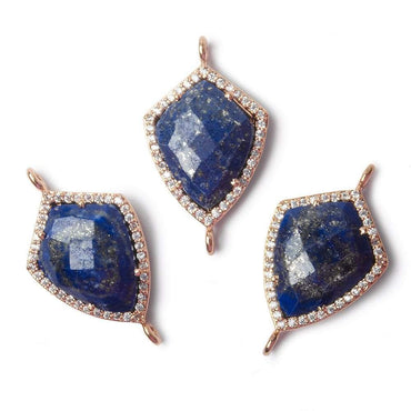 19.5x15mm Rose Gold Bezel White CZ and Lapis Lazuli Shield Connector 1 focal piece (ONLINE ORDER ONLY)