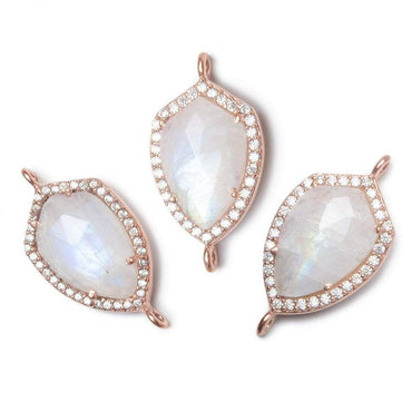 19.5x15mm Rose Gold Bezel White CZ and Rainbow Moonstone Shield Connector 1 focal piece (ONLINE ORDER ONLY)