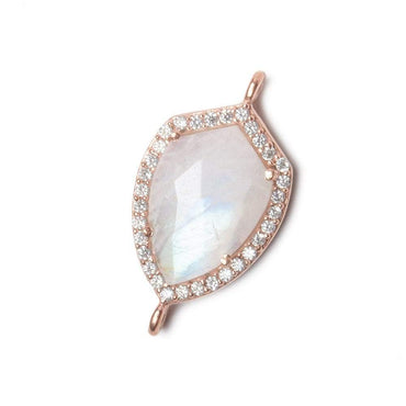 19.5x15mm Rose Gold Bezel White CZ and Rainbow Moonstone Shield Connector 1 focal piece (ONLINE ORDER ONLY)