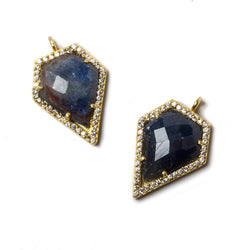 19.5x17mm Vermeil Bezeled White CZ & Blue Sapphire Modified Shield Pendant 1 pc (ONLINE ORDER ONLY)