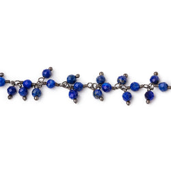 3mm Lapis Lazuli micro-faceted round Black Gold Dangling Chain by the foot (ONLINE ORDER ONLY)