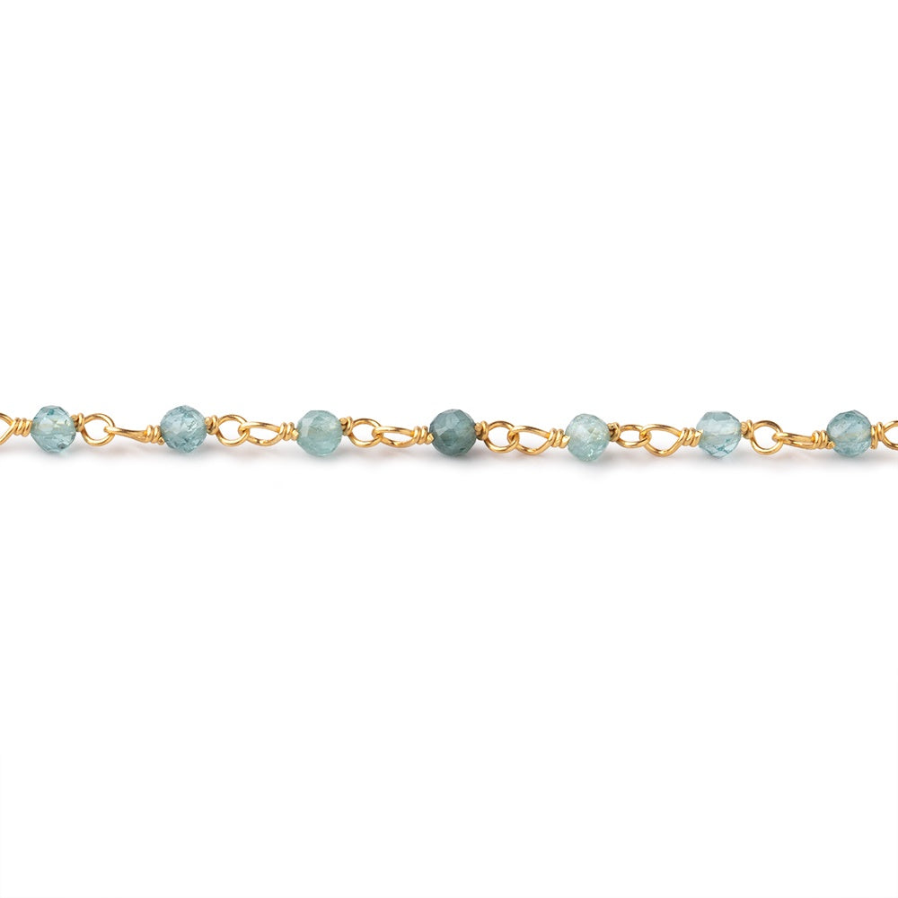 2.5mm Indicolite Tourmaline micro faceted rounds on Vermeil Chain (ONLINE ORDER ONLY)
