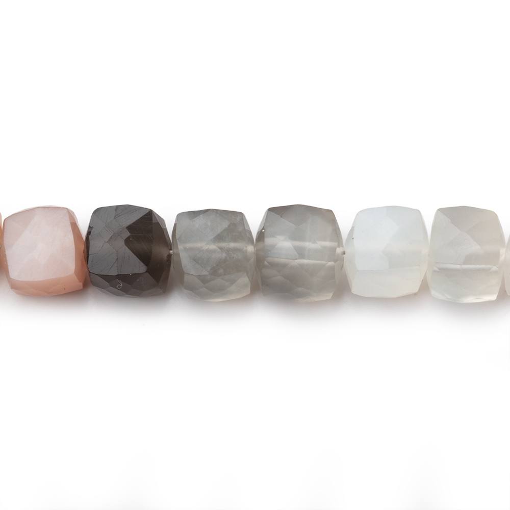 6-7mm Multi Color Moonstone Faceted Cubes 8 inches 28 Beads (ONLINE ORDER ONLY)