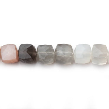 6-7mm Multi Color Moonstone Faceted Cubes 8 inches 28 Beads (ONLINE ORDER ONLY)