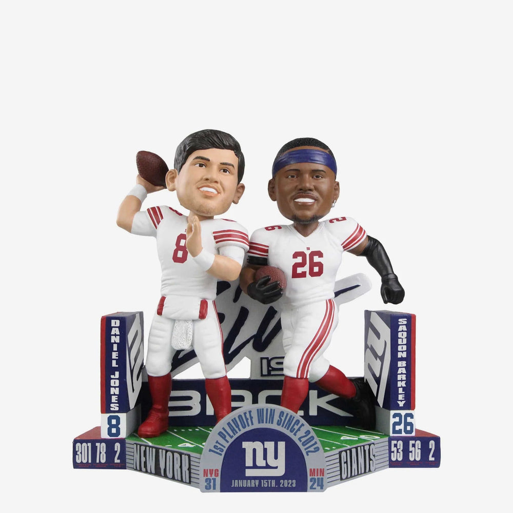 Daniel Jones & Saquon Barkley New York Giants First Playoffs Win Dual Bobblehead (ONLINE ORDER ONLY)