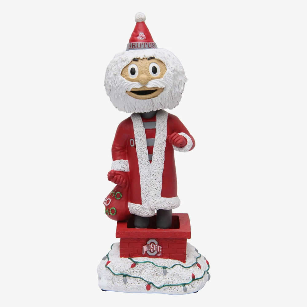 Brutus Buckeye Ohio State Buckeyes Santa Mascot Bobblehead (ONLINE ORDER ONLY)