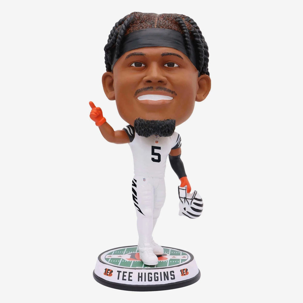 Tee Higgins Cincinnati Bengals White Tiger Stripe Uniform Field Stripe Bighead NFL Bobblehead (ONLINE ORDER ONLY)