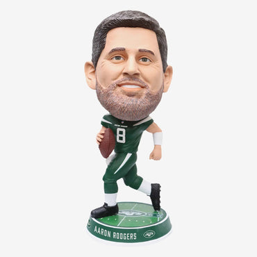 Aaron Rodgers New York Jets 2023 Round Base Home Jersey Bighead NFL Bobblehead (ONLINE ORDER ONLY)