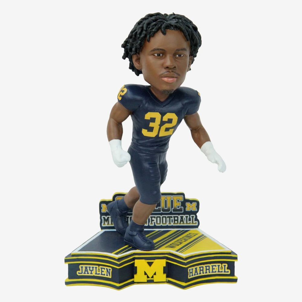 Jaylen Harrell Michigan Wolverines Football Blue Student Athlete Bobblehead (ONLINE ORDER ONLY)