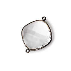 25x25mm Black Gold Bezeled Crystal Quartz faceted cushion Connector 1 piece (ONLINE ORDER ONLY)