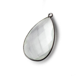 31x18mm Black Gold Bezeled Crystal Quartz faceted pear Pendant 1 piece (ONLINE ORDER ONLY)