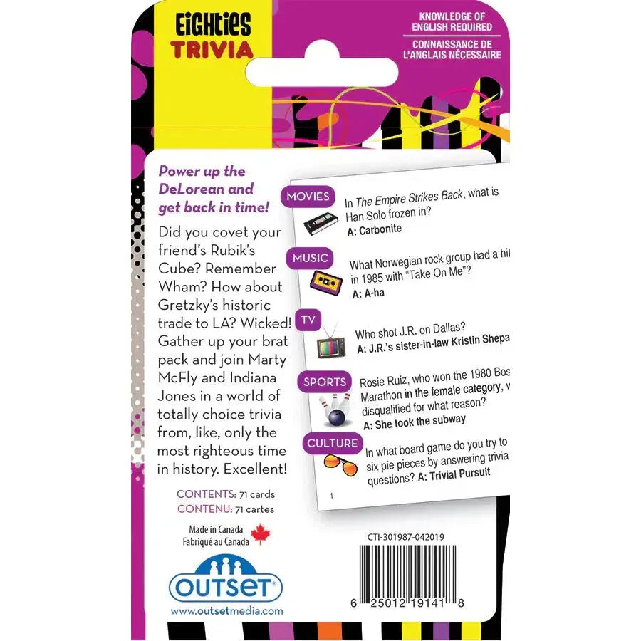 1980s A Decade of Trivia Card Game Outset (ONLINE ORDER ONLY)