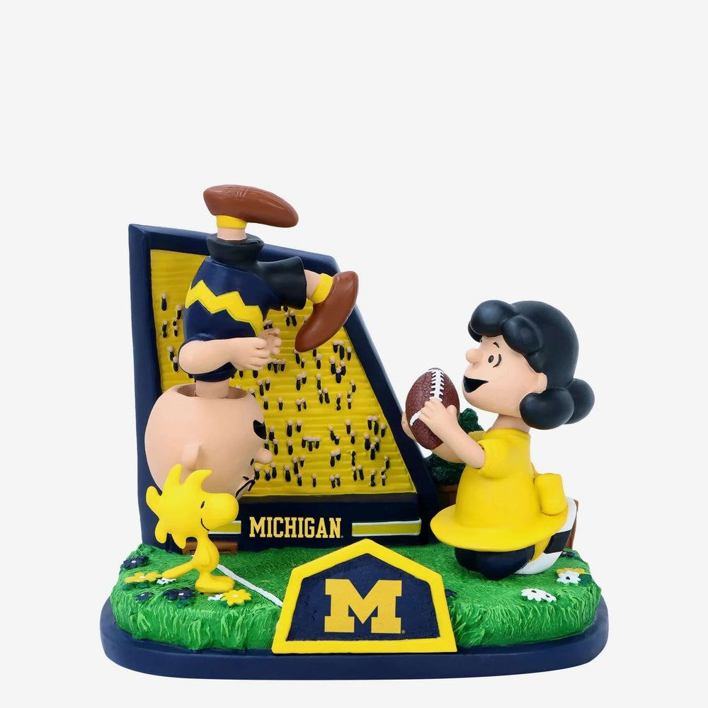 Michigan Lucy & Charlie Brown 2024 Peanuts Kicking Football Mini Bobble Scene (ONLINE ORDER ONLY)