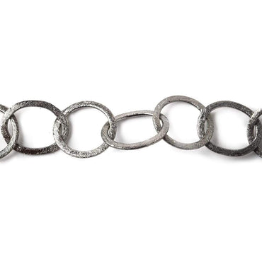 19mm-22x18mm Black Gold Plated Brushed Round & Oval Link Chain by the foot (ONLINE ORDER ONLY)