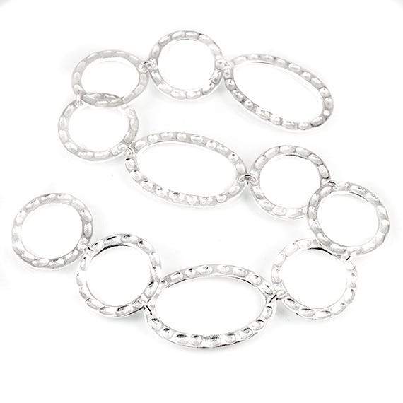 19mm & 29x19mm Sterling Silver plated Copper Hammered Circle and Oval Beads 11 pieces*DISCONTINUED* (ONLINE ORDER ONLY)