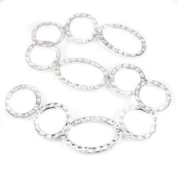 19mm & 29x19mm Sterling Silver plated Copper Hammered Circle and Oval Beads 11 pieces*DISCONTINUED* (ONLINE ORDER ONLY)