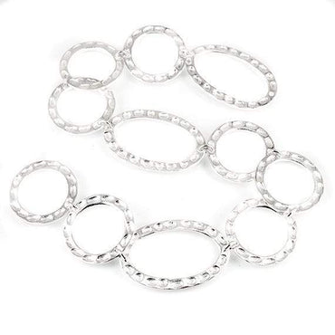 19mm & 29x19mm Sterling Silver plated Copper Hammered Circle and Oval Beads 11 pieces*DISCONTINUED* (ONLINE ORDER ONLY)