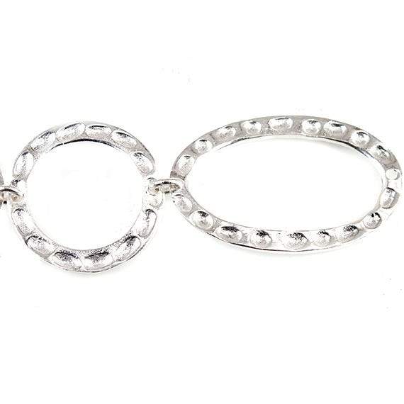 19mm & 29x19mm Sterling Silver plated Copper Hammered Circle and Oval Beads 11 pieces*DISCONTINUED* (ONLINE ORDER ONLY)