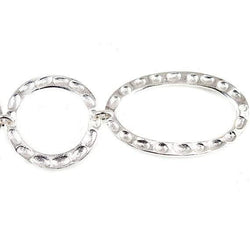 19mm & 29x19mm Sterling Silver plated Copper Hammered Circle and Oval Beads 11 pieces*DISCONTINUED* (ONLINE ORDER ONLY)