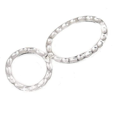 19mm & 29x19mm Sterling Silver plated Copper Hammered Circle and Oval Beads 2 pieces*DISCONTINUED* (ONLINE ORDER ONLY)