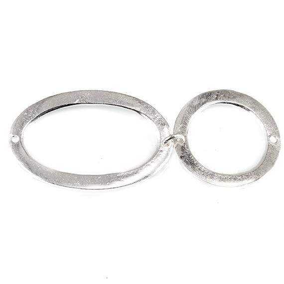 19mm & 29x19mm Sterling Silver plated Copper Hammered Circle and Oval Beads 2 pieces*DISCONTINUED* (ONLINE ORDER ONLY)