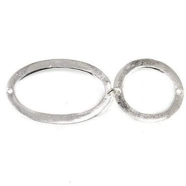 19mm & 29x19mm Sterling Silver plated Copper Hammered Circle and Oval Beads 2 pieces*DISCONTINUED* (ONLINE ORDER ONLY)