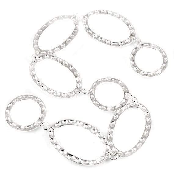 19mm & 29x19mm Sterling Silver plated Copper Hammered Circle and Oval Beads 8 pieces *DISCONTINUED* (ONLINE ORDER ONLY)
